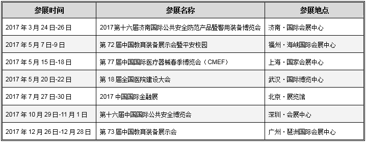 PG东升国际2017年度展会安排时间表